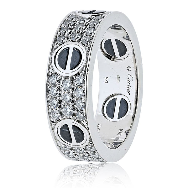 Cartier Love 18K White Gold Black Ceramic Motifs Ring — view 2