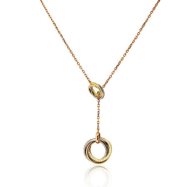 Cartier 18K Tri Color Trinity Diamond Lariat Necklace