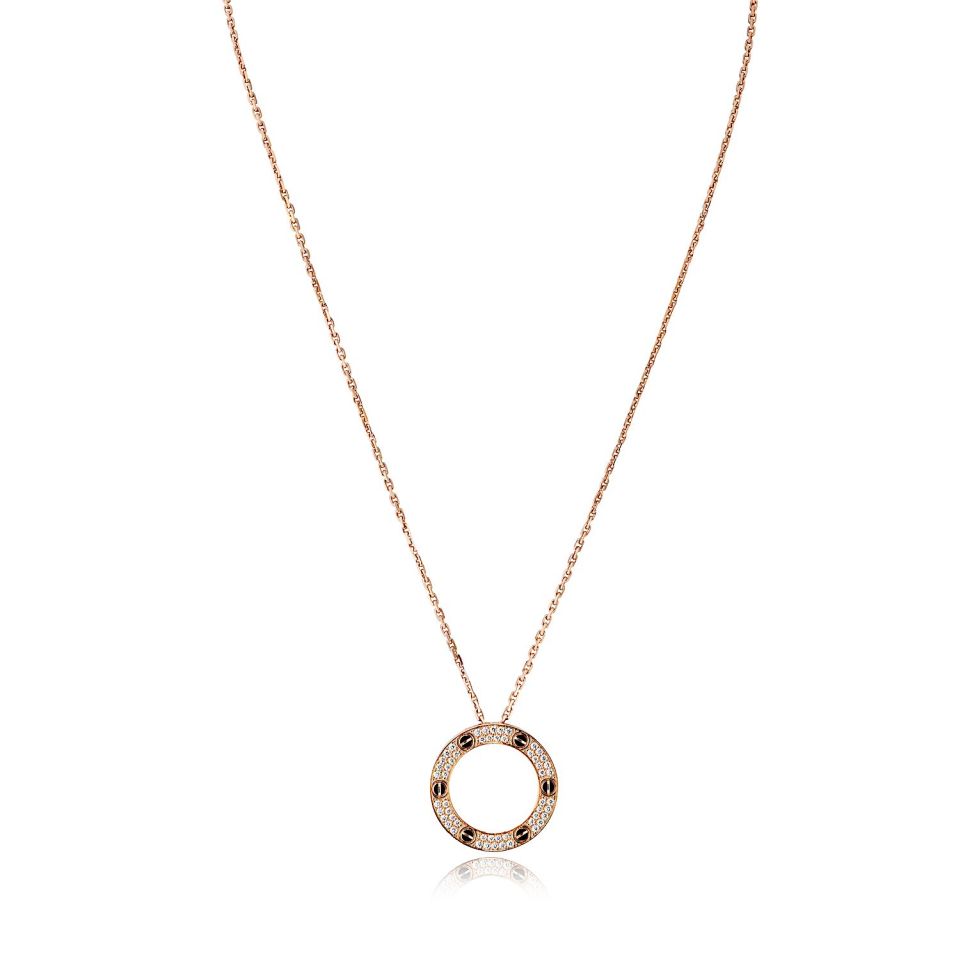 Cartier Love 18K Rose Gold Diamond Necklace — Laura Milman New York