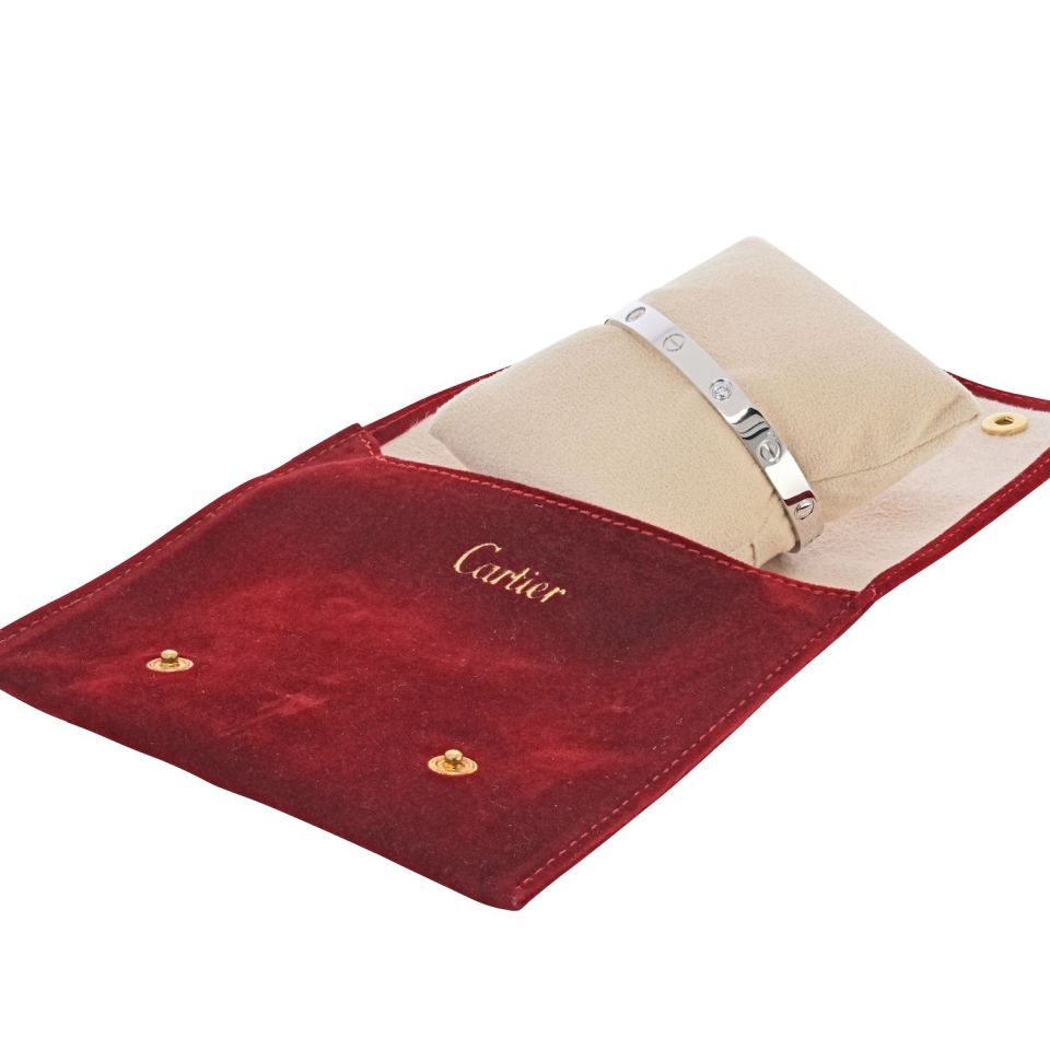 Cartier Love 18K White Gold 4 Diamonds Size17 Box & Papers Bracelet — view 5 — Laura Milman New York