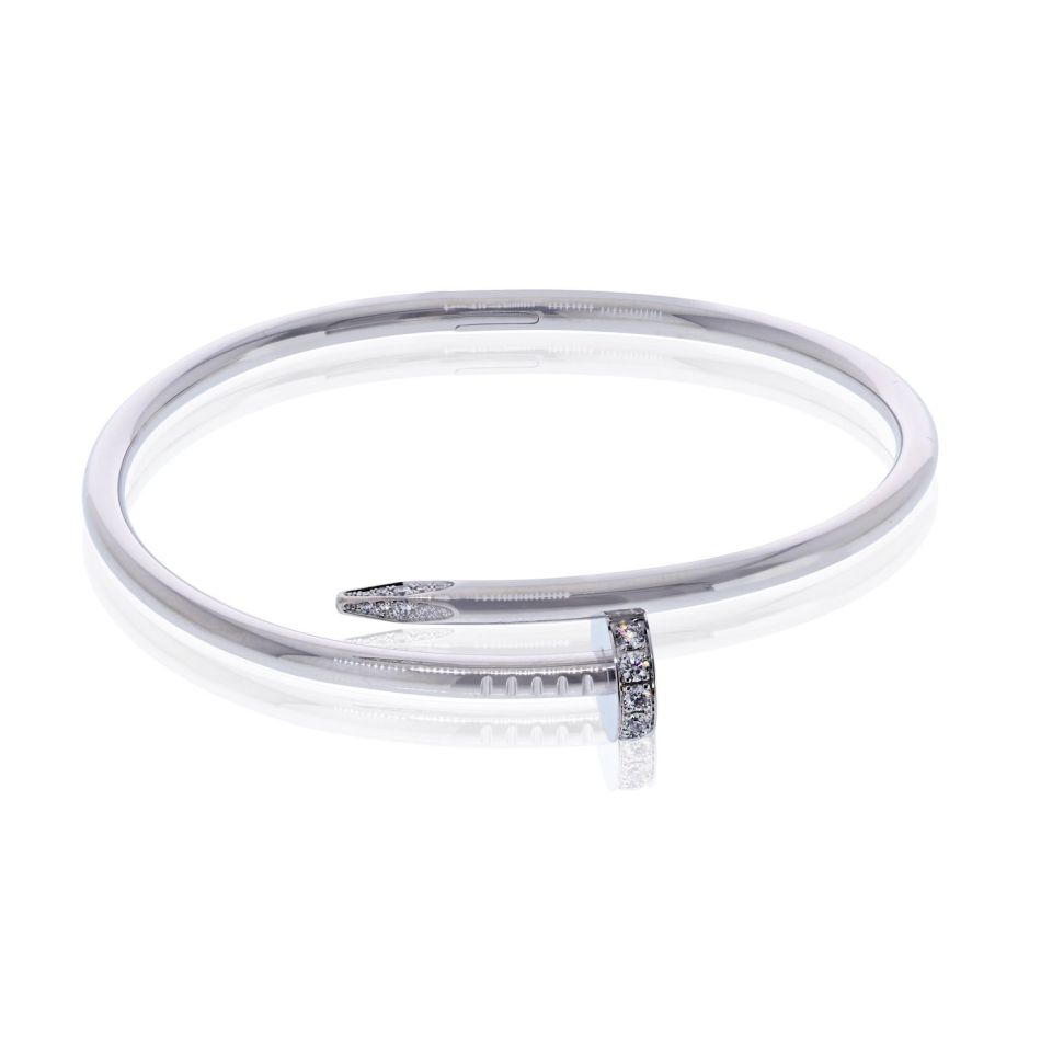 Cartier Juste Un Clou 18K White Gold Diamond Size 18 Bracelet — view 2 — Laura Milman New York