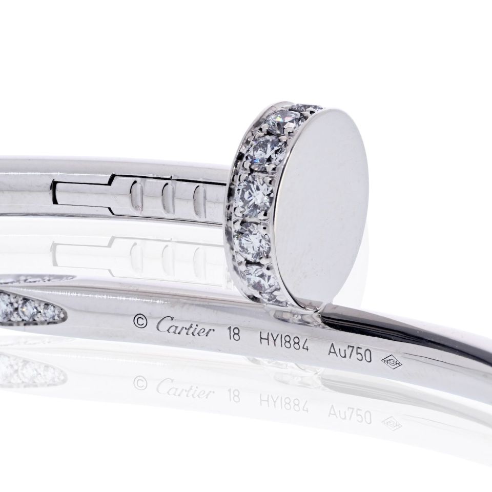 Cartier Juste Un Clou 18K White Gold Diamond Size 18 Bracelet — view 3 — Laura Milman New York