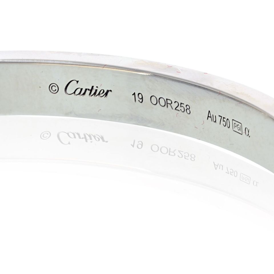 Cartier Love 18K White Gold Pave Diamonds Size 19 Bracelet — view 3 — Laura Milman New York