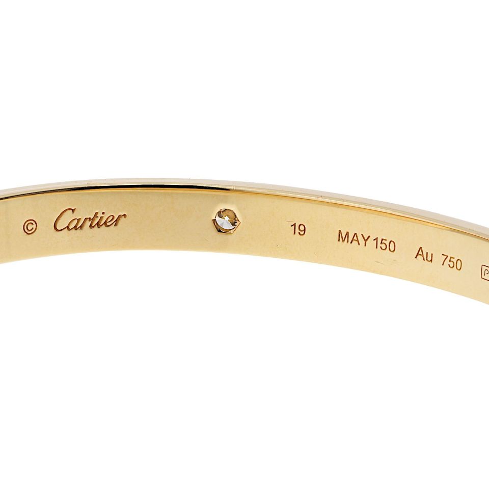 Cartier Love 18K Yellow Gold 4 Diamonds Size 19 Box And Papers Bracelet — view 3 — Laura Milman New York