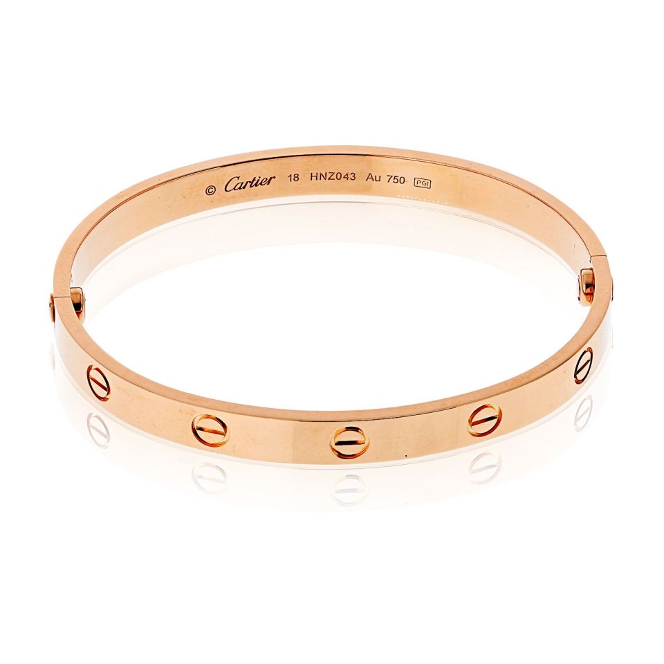 Cartier Love 18K Rose Gold Size 18 Bracelet — view 2 — Laura Milman New York