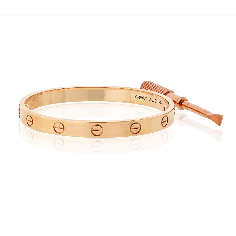 Pre-Owned Cartier Love 18K Rose Gold Size 16 Bracelet - Cartier Bracelet — Laura Milman New York