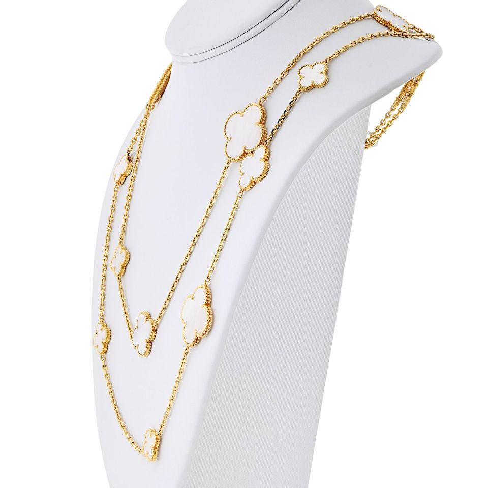 Van Cleef & Arpels 18K Yellow Gold 16 Motif Magic Alhambra Necklace — view 2 — Laura Milman New York