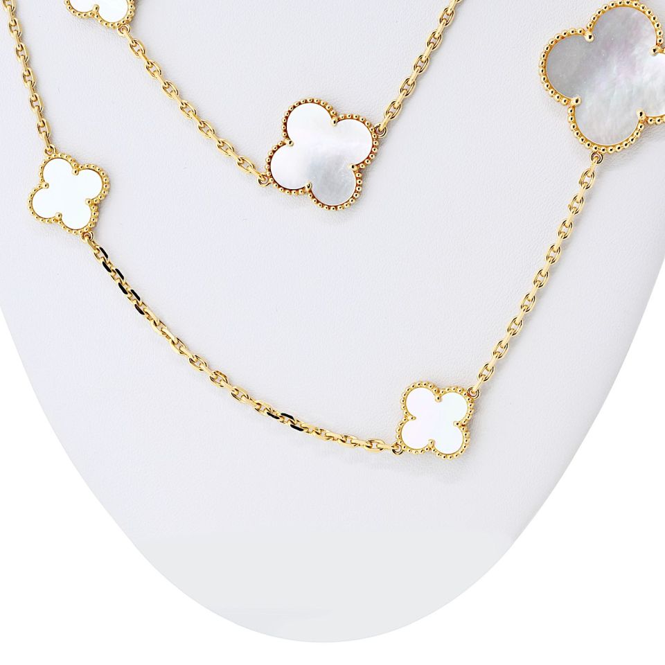 Van Cleef & Arpels 18K Yellow Gold 16 Motif Magic Alhambra Necklace — view 3 — Laura Milman New York