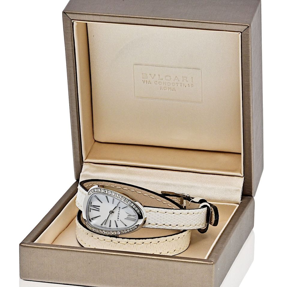 Pre-Owned Bvlgari Serpenti 18K White Gold Quartz, White Dial Diamond Ladies Watch view 5 - Bvlgari — Laura Milman New York