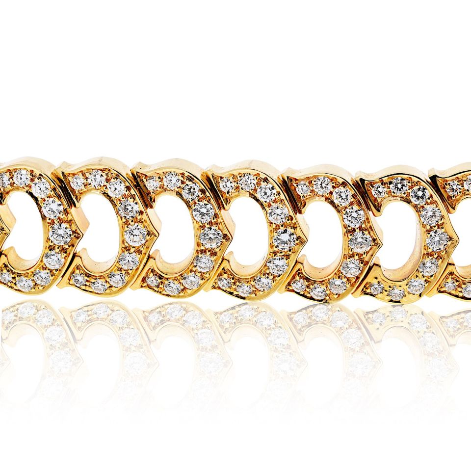 Cartier 18K Yellow Gold C De Cartier Full Diamond Ladies Bracelet — view 4 — Laura Milman New York