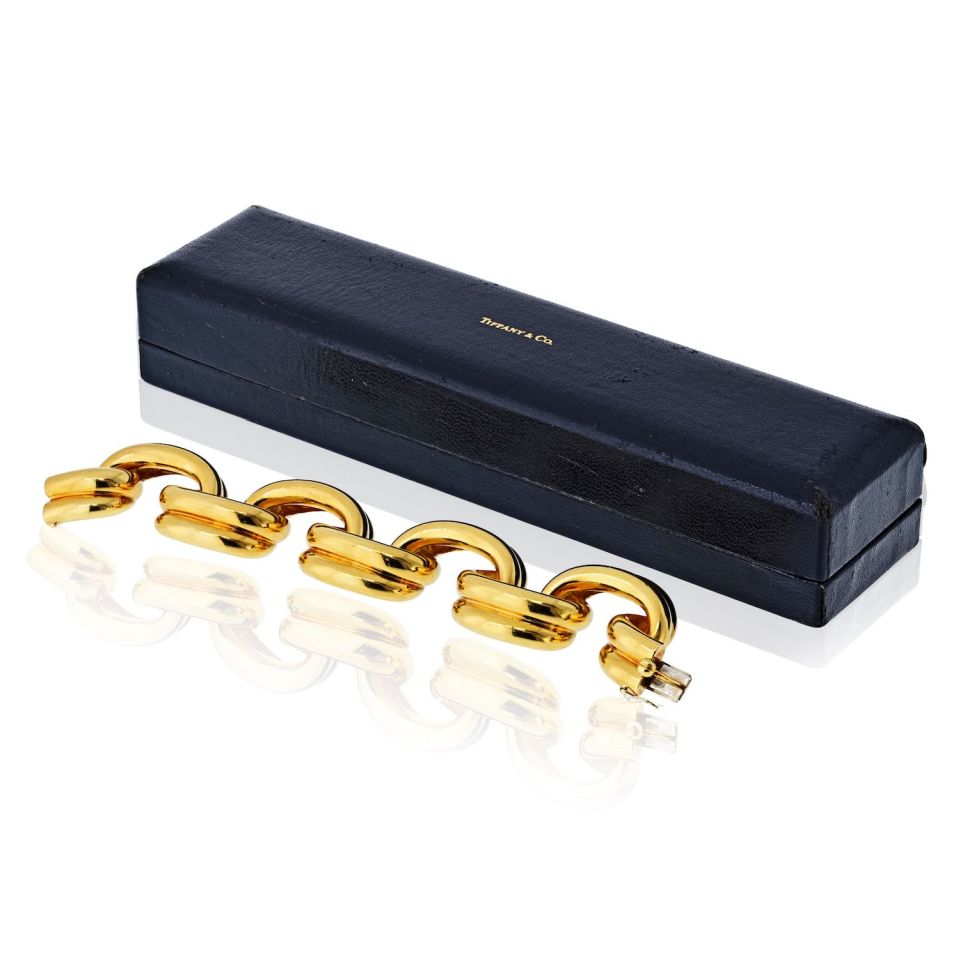 Tiffany & Co. 18K Yellow Gold 1970's Open Link Drapes Bracelet — view 5 — Laura Milman New York