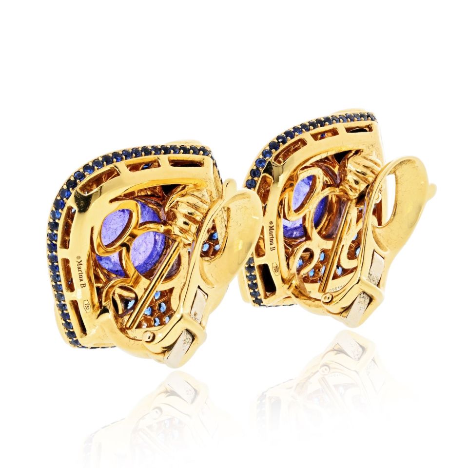 Marina B . Lucilla 18K Yellow Gold Spinel, Tanzanite, Diamond And Sapphires Earrings — view 3 — Laura Milman New York