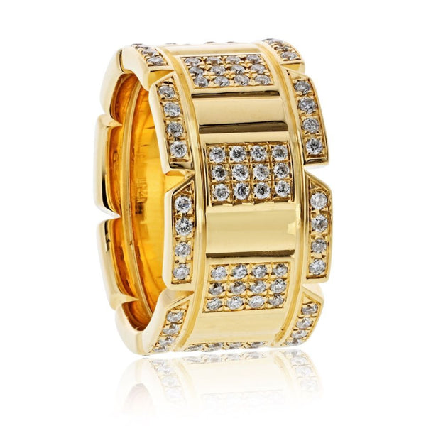Cartier Tank Francaise 18K Yellow Gold 2.00cttw Round Diamond 11mm Wide Ring — view 2