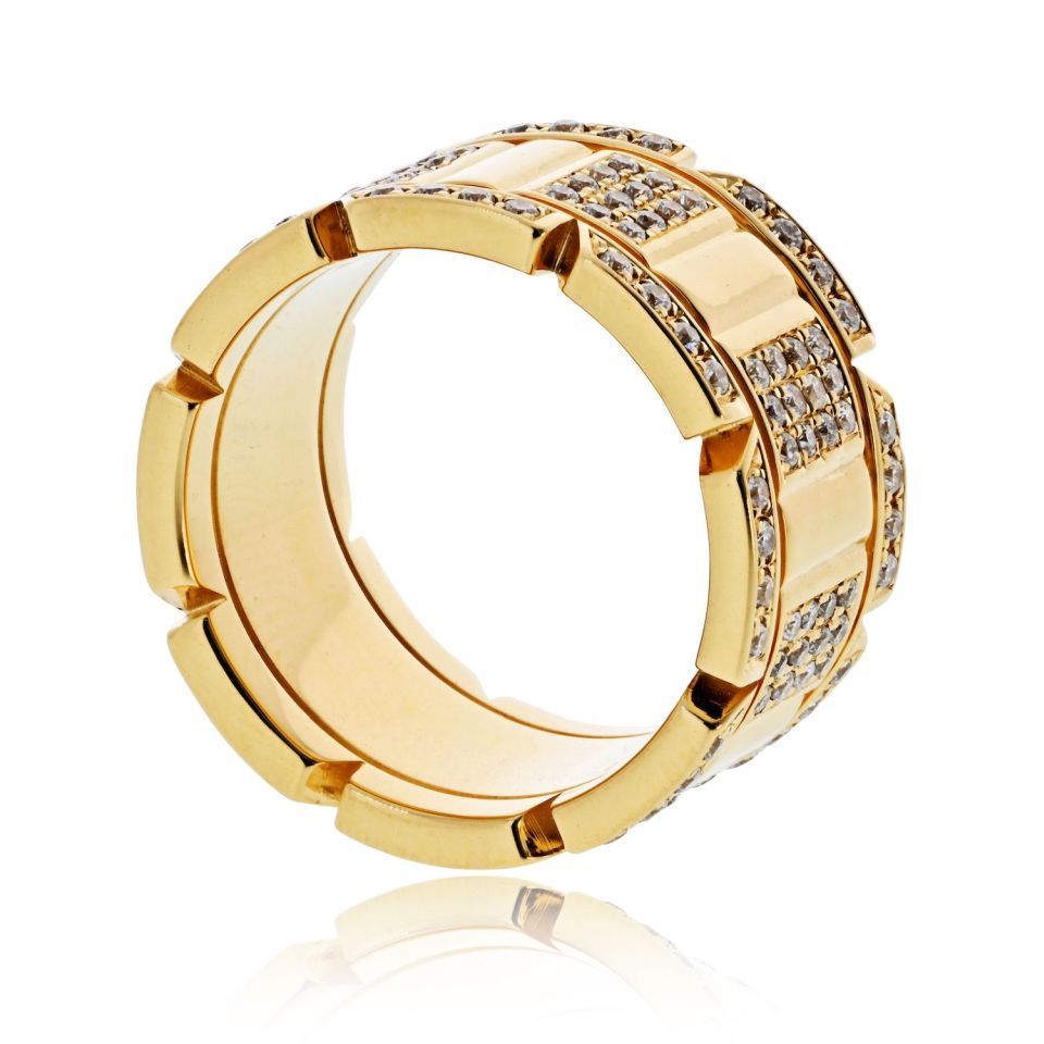 Cartier Tank Francaise 18K Yellow Gold 2.00cttw Round Diamond 11mm Wide Ring — view 4 — Laura Milman New York