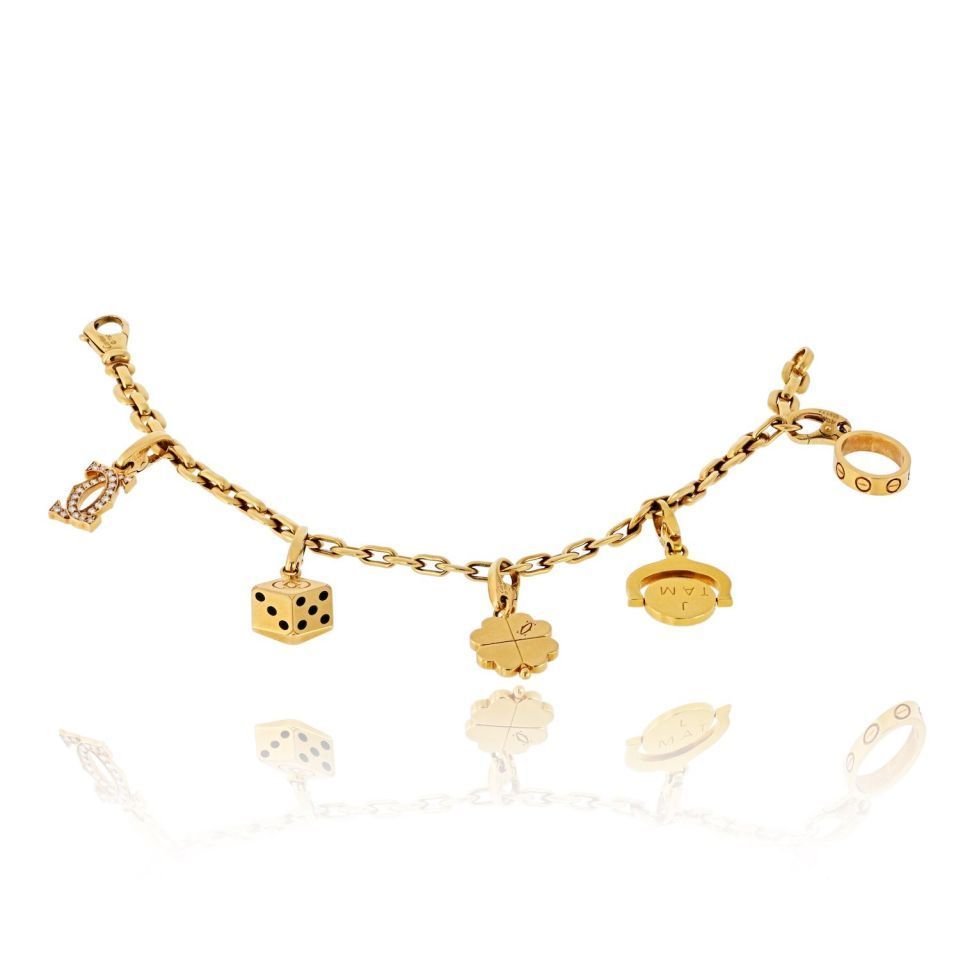 Cartier 18K Yellow Gold Five Charms Bracelet — view 2 — Laura Milman New York