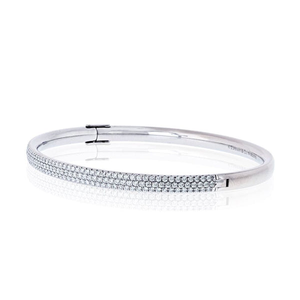 Tiffany & Co. 18K White Gold Diamond Metro Three Row Pave Bracelet — view 2