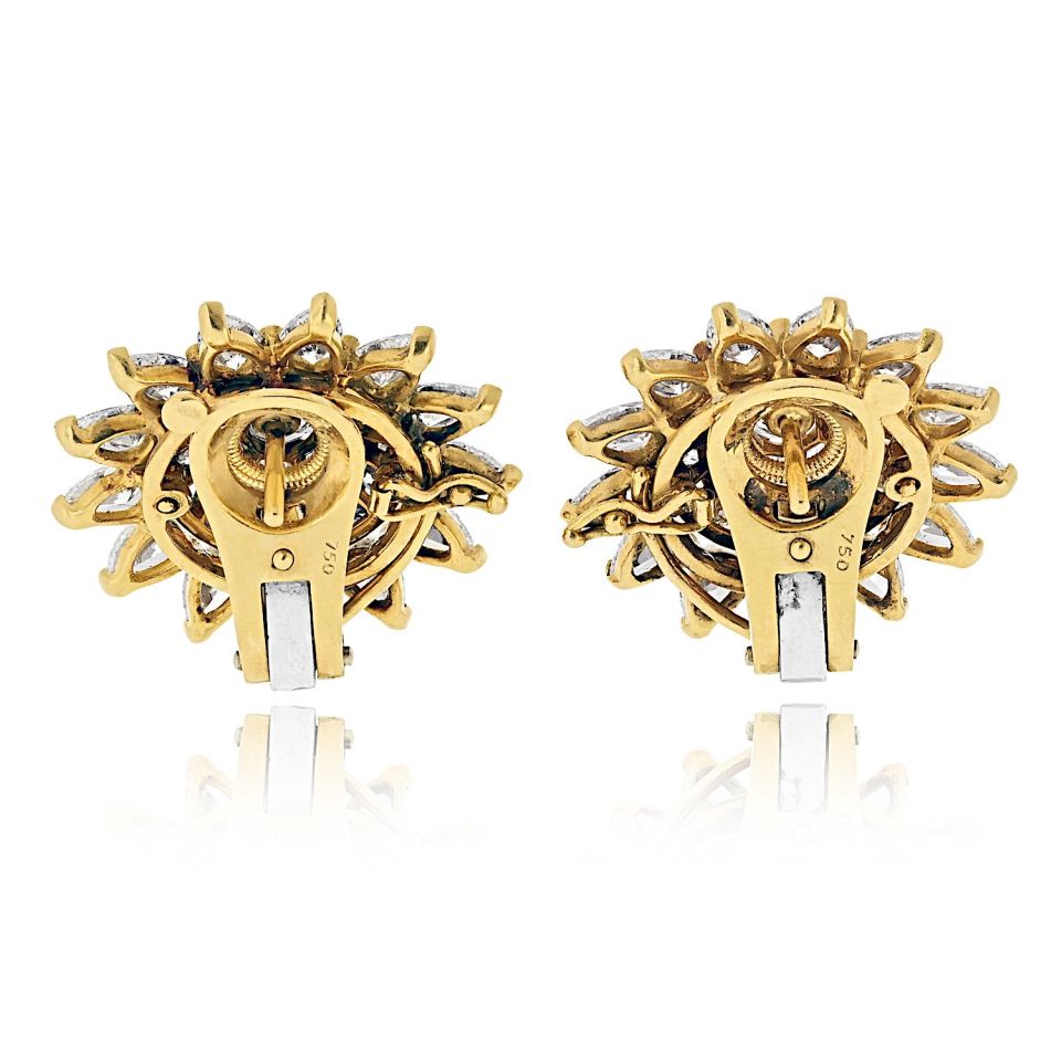 Cartier 18K Yellow Gold Starburst Cluster Vintage Retro Diamond Earrings — view 4 — Laura Milman New York