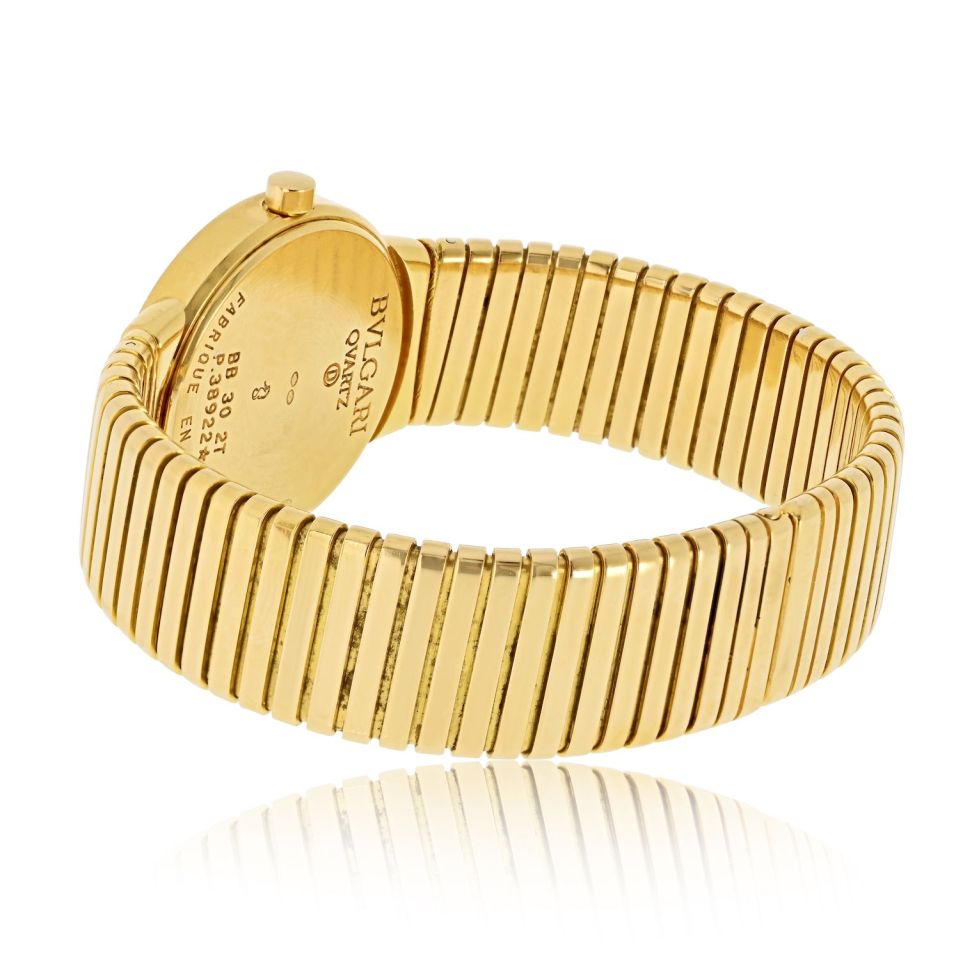 Pre-Owned Bvlgari 18K Yellow Gold Tubogas 30mm Dial Watch view 3 - Bvlgari — Laura Milman New York