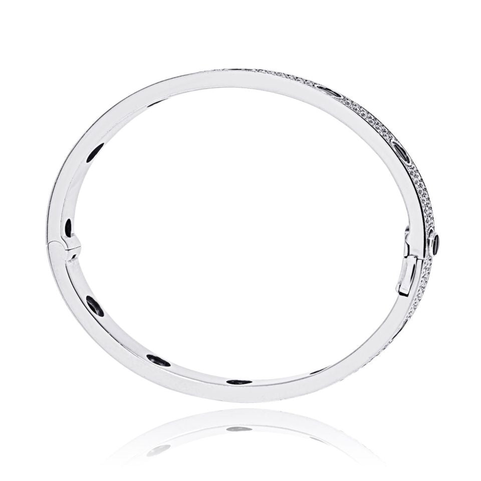 Cartier 18K White Gold Love All Diamond Pave Black Ceramic Size 18 With Cert Bracelet — view 4 — Laura Milman New York