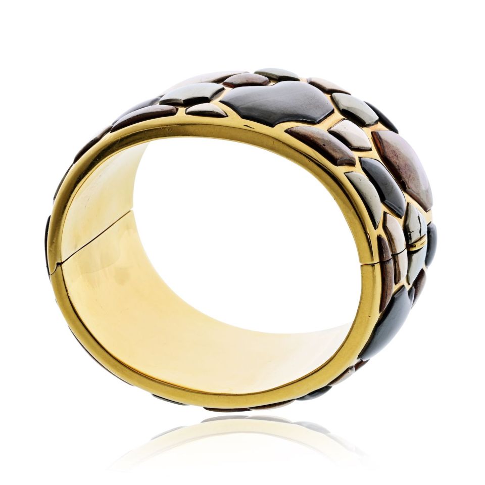 Tiffany & Co. 18K Yellow Gold Angela Cummings 1981 Silver Inlay Bangle Bracelet — view 4 — Laura Milman New York