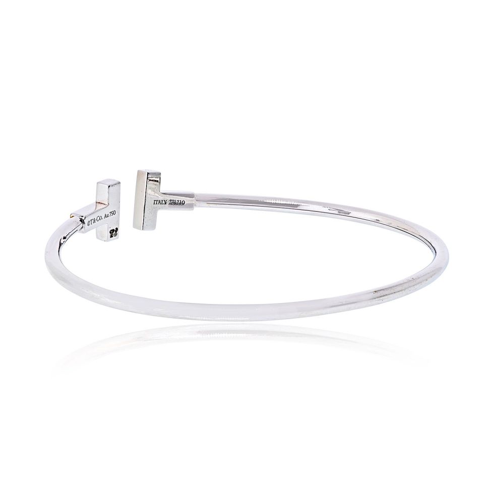 Tiffany & Co. 18K White Gold "t" Collection Bangle Bracelet — view 3 — Laura Milman New York