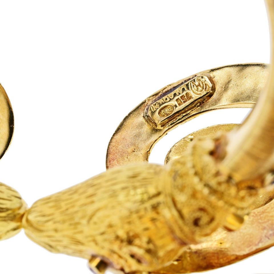 Ilias Lalaounis Vintage 18K Yellow Gold Double Ram Ruby Bracelet — view 7 — Laura Milman New York