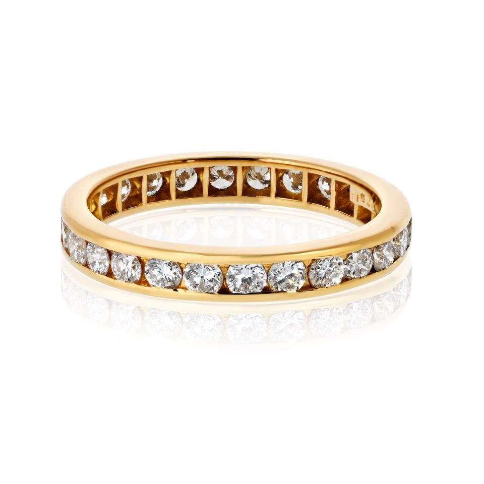 Pre-Owned Tiffany & Co. 18K Yellow Gold 0.59cttw Round Diamond Eternity Wedding Band view 3 - Tiffany & Co. — Laura Milman New York