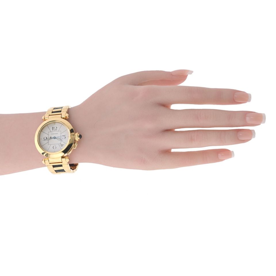 Pre-Owned Cartier Pasha 18K Yellow Gold 38mm Ref.1989 Leather Accents Watch view 5 - Cartier — Laura Milman New York