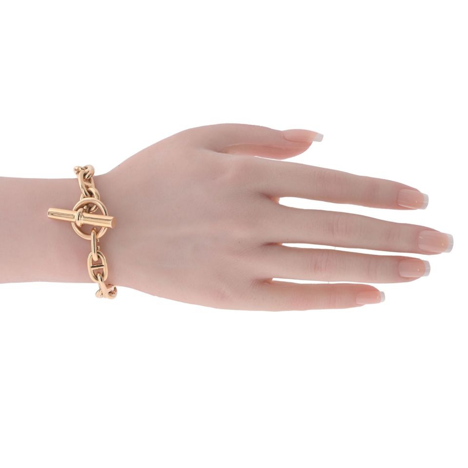 Hermès 18K Rose Gold 16 Link Medium Model Toggle Bracelet — view 5 — Laura Milman New York