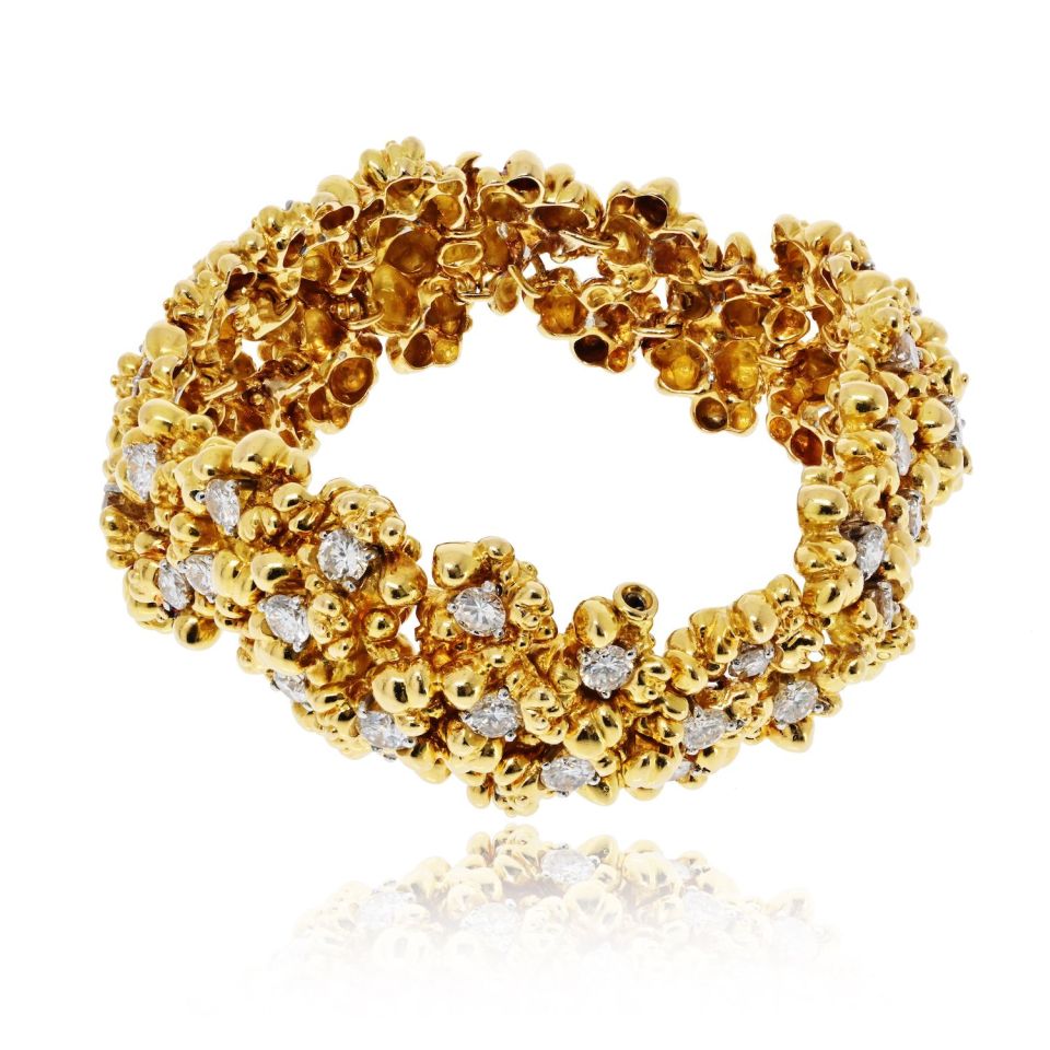 Tiffany & Co. 18K Yellow Gold 12.00cttw Round Diamond Vintage Bracelet — view 3 — Laura Milman New York