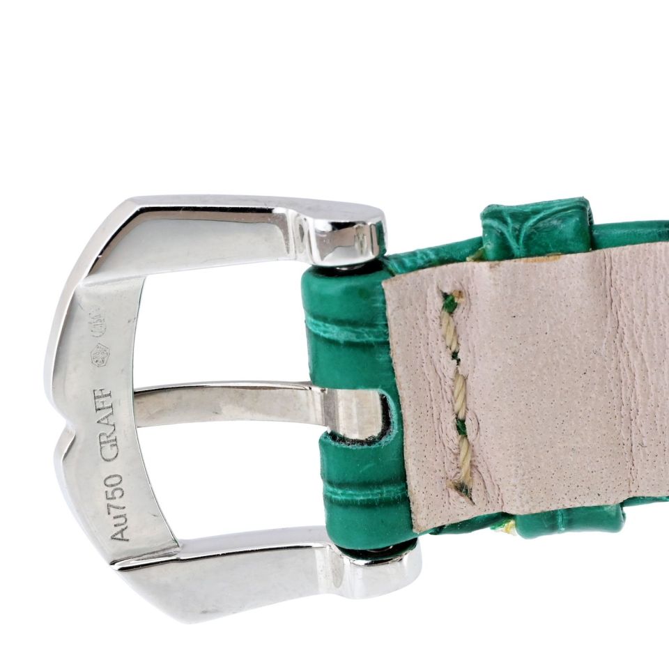 Pre-Owned Graff 18K White Gold Butterfly Green Emerald Limited Edition 32mm Dial Watch — view 9 — Laura Milman New York