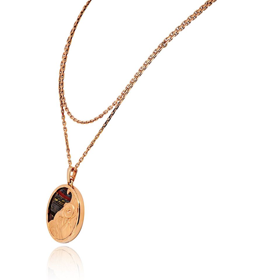 Van Cleef & Arpels Aries 18K Rose Gold Medallion On A 34 Inch Chain Pendant — view 2 — Laura Milman New York