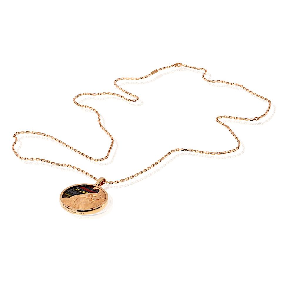Van Cleef & Arpels Aries 18K Rose Gold Medallion On A 34 Inch Chain Pendant — view 5 — Laura Milman New York