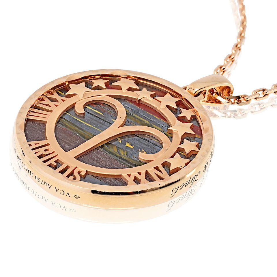 Van Cleef & Arpels Aries 18K Rose Gold Medallion On A 34 Inch Chain Pendant — view 6 — Laura Milman New York