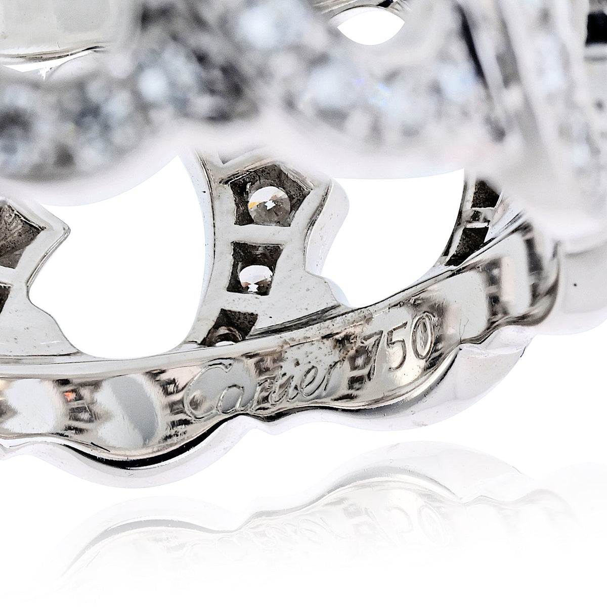 Cartier 18K White Gold Diamond "c" Ring — view 3 — Laura Milman New York