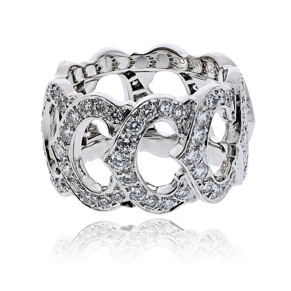 Cartier 18K White Gold Diamond "c" Ring