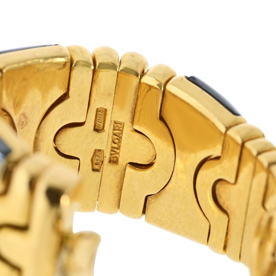 Bvlgari Parentesi 18K Yellow Gold Hoop Earrings — view 6 — Laura Milman New York
