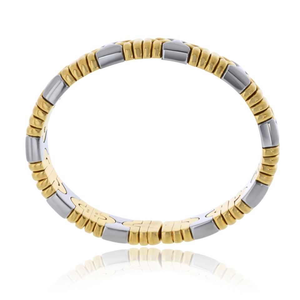 Bvlgari Parentesi 18K Yellow Gold Hematite Bangle Bracelet — view 4 — Laura Milman New York