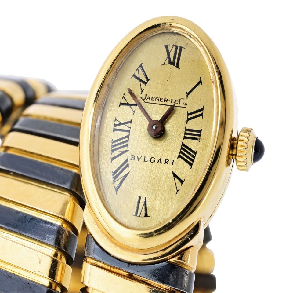 Pre-Owned Bvlgari Serpenti 18K Yellow Gold Blackened Steel Circa 1965 Jaeger Lecoultre Manual Watch — view 7 — Laura Milman New York