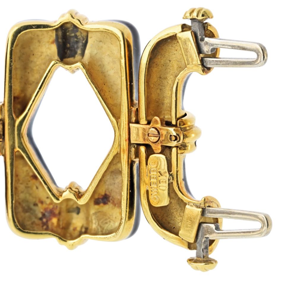 David Webb 18K Yellow Gold Black Enamel Open Link Bracelet — view 7 — Laura Milman New York