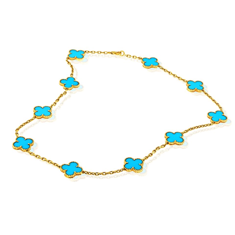 Van Cleef & Arpels Alhambra 18K Yellow Gold 10 Motif Alhambra Necklace — view 3 — Laura Milman New York