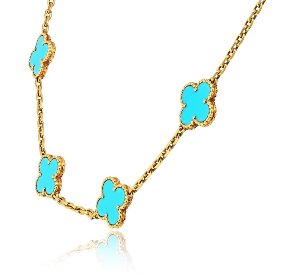 Van Cleef & Arpels Alhambra 18K Yellow Gold 10 Motif Alhambra Necklace — view 4 — Laura Milman New York