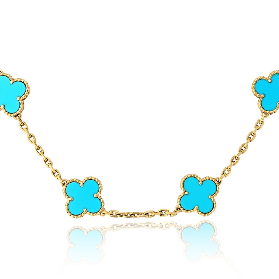 Van Cleef & Arpels Alhambra 18K Yellow Gold 10 Motif Alhambra Necklace — view 5 — Laura Milman New York