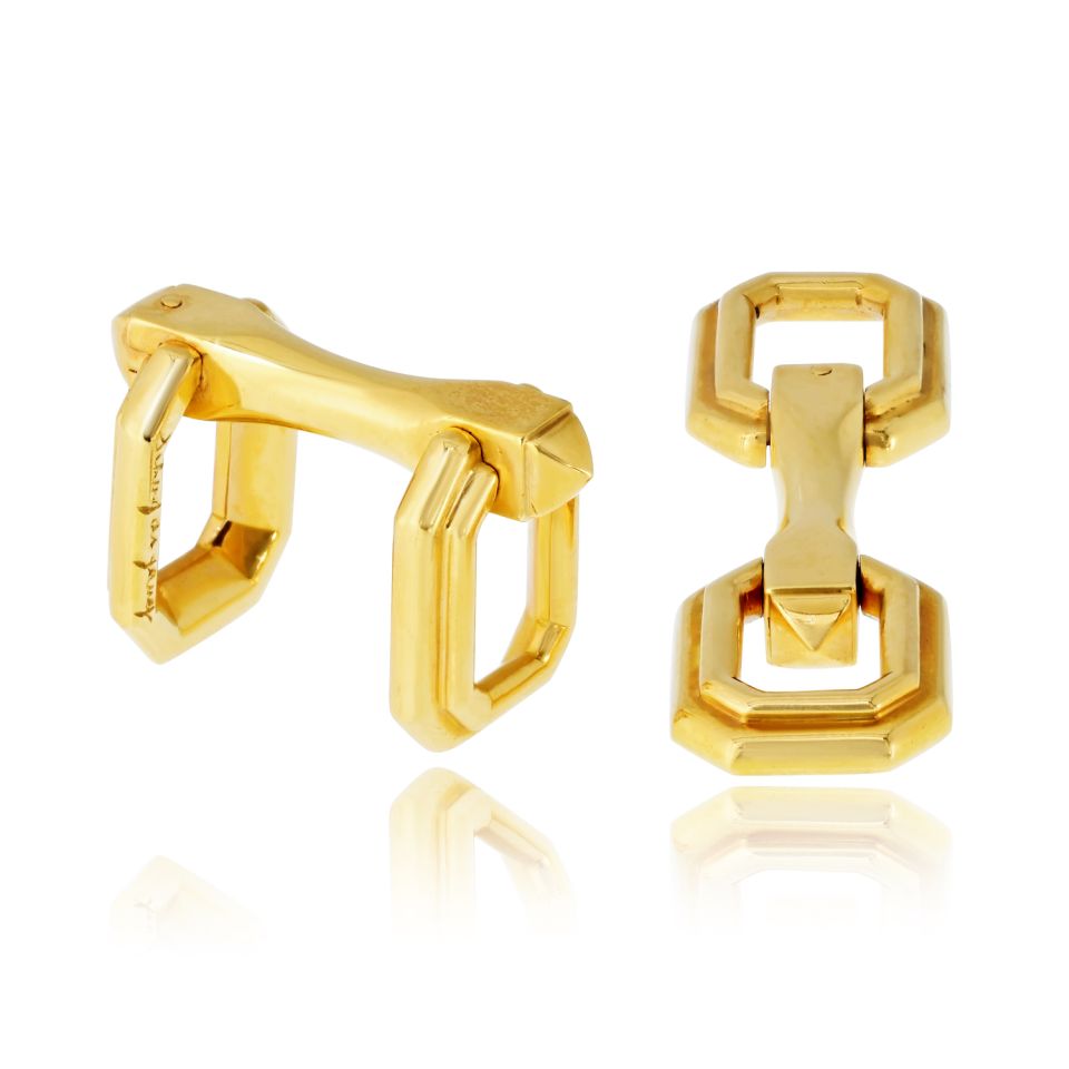 Cartier 18K Yellow Gold Octagonal Circa 2000 Cuff Links — view 3 — Laura Milman New York