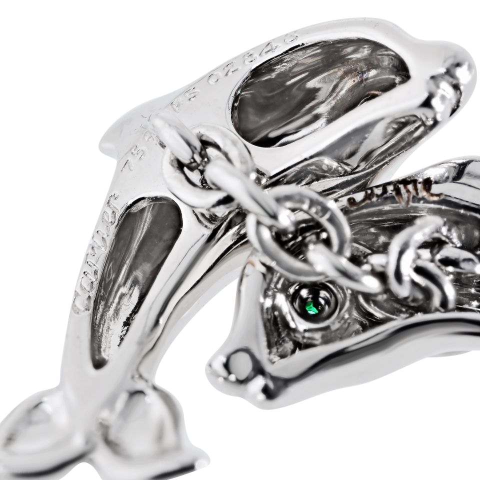 Cartier 18K White Gold Double Dolphin Cuff Links — view 6 — Laura Milman New York