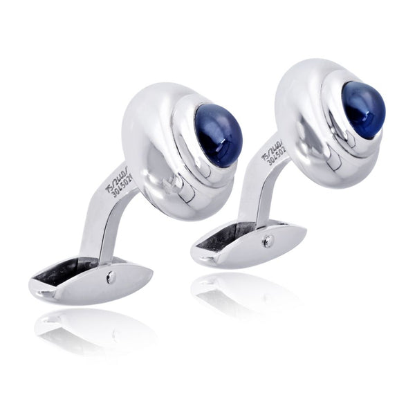 Chopard 18K White Gold Sapphire Mens Cuff Links — view 2