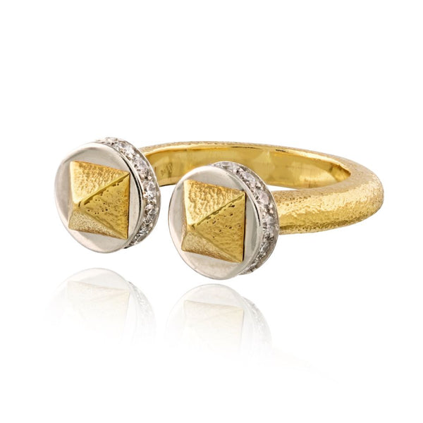 David Webb Bastille 18K Yellow Gold Diamond Ring — view 2