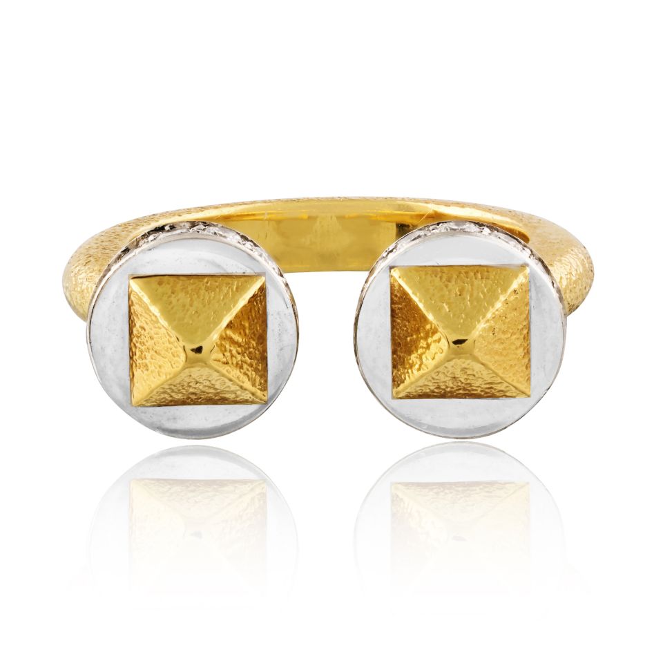 David Webb Bastille 18K Yellow Gold Diamond Ring — view 3 — Laura Milman New York