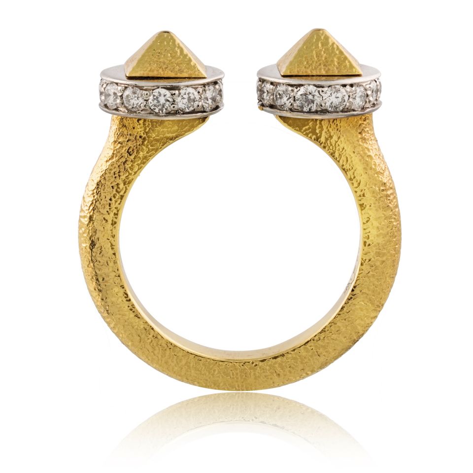 David Webb Bastille 18K Yellow Gold Diamond Ring — view 4 — Laura Milman New York