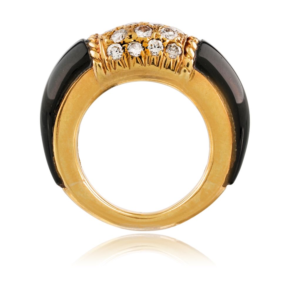 Van Cleef & Arpels Onyx 18K Yellow Gold Diamond Philippine Ring — view 4 — Laura Milman New York